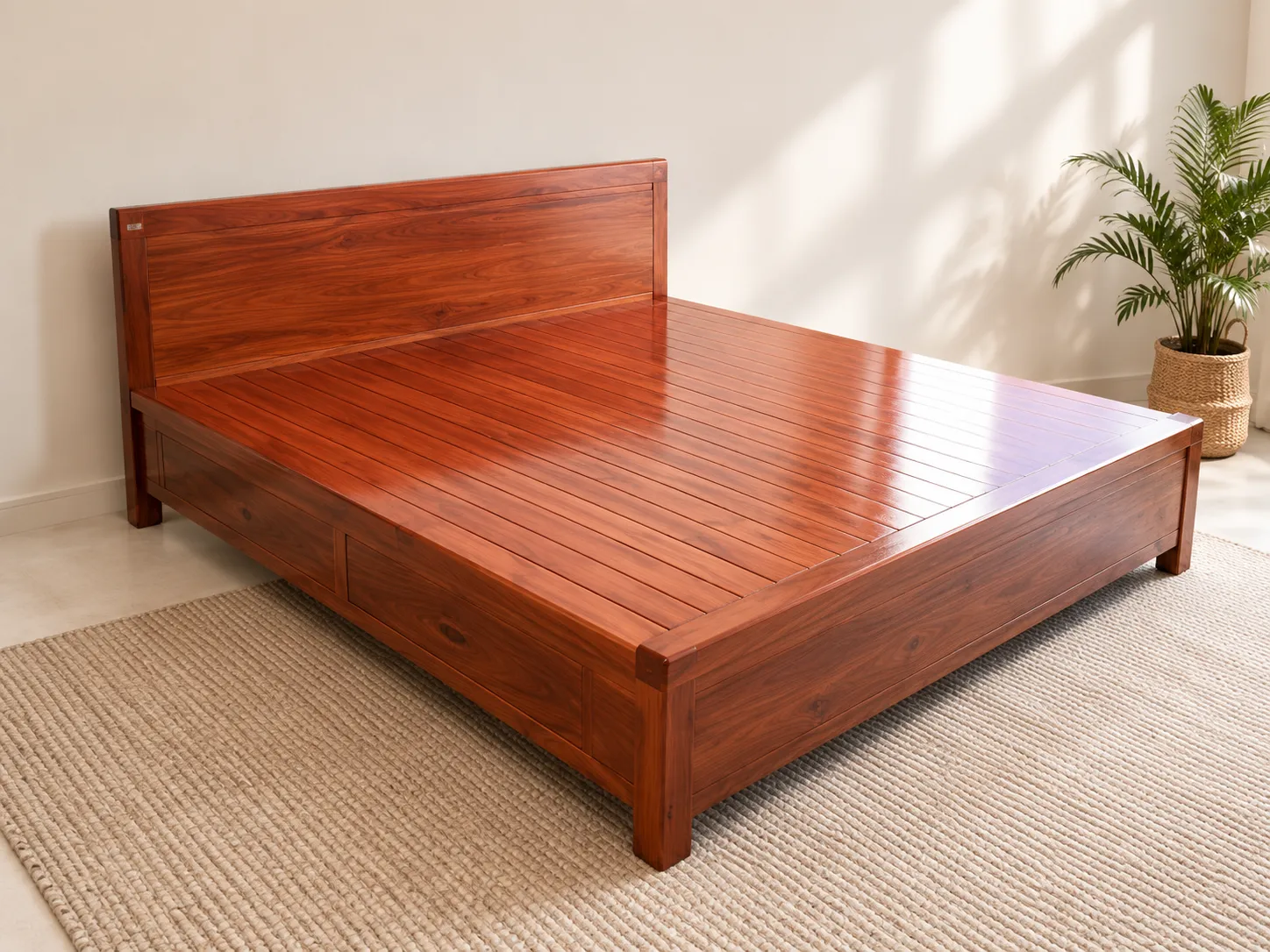Giường ngủ gỗ xoan đào có 2 ngăn kéo